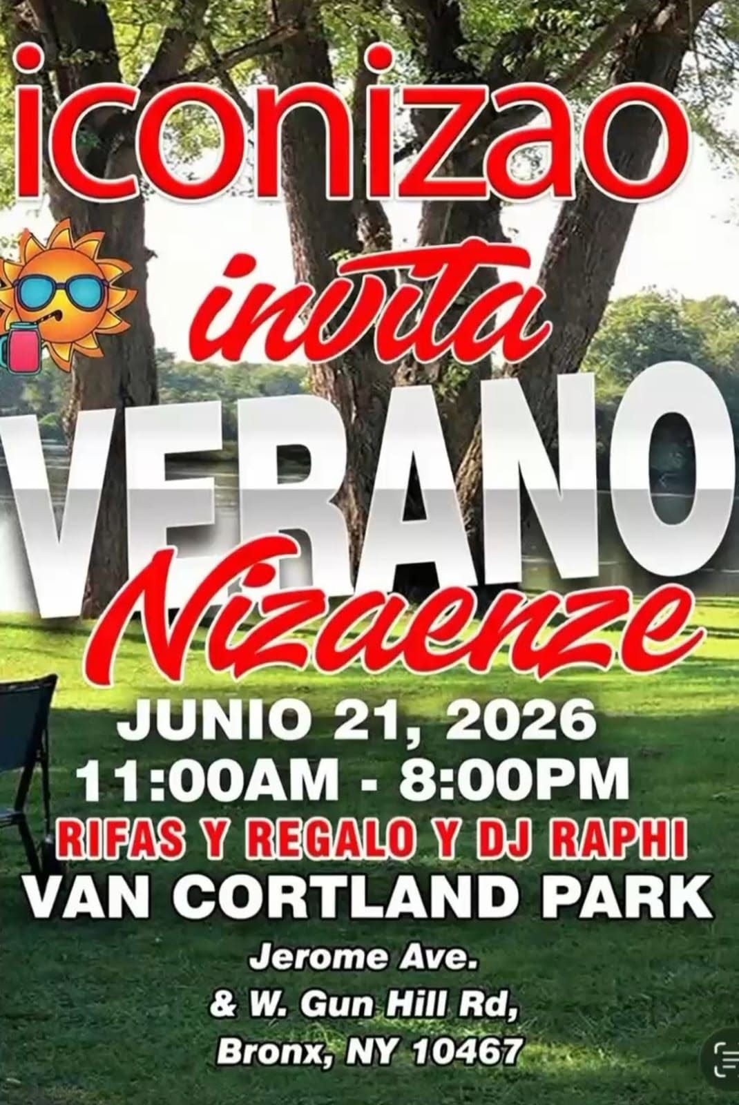 El Ayuntamiento Municipal de Nizao y su alcalde, Iván Reyes, invitan cordialmente a toda la comunidad nizaera residente en Nueva York y zonas cercanas a disfrutar del gran evento «Verano Nizaense 2026».